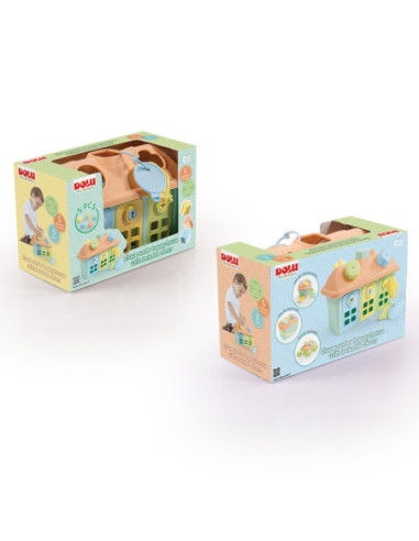 ROB-5297,Jucarie bebelusi, Sortator tip Casuta, cu forme si chei, Pastel - Dolu