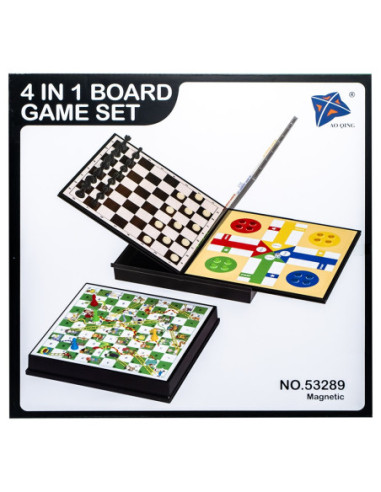 ROB-53289,Joc 4 in 1: Sah, Dame, Ludo, Serpi si scari, magnetic