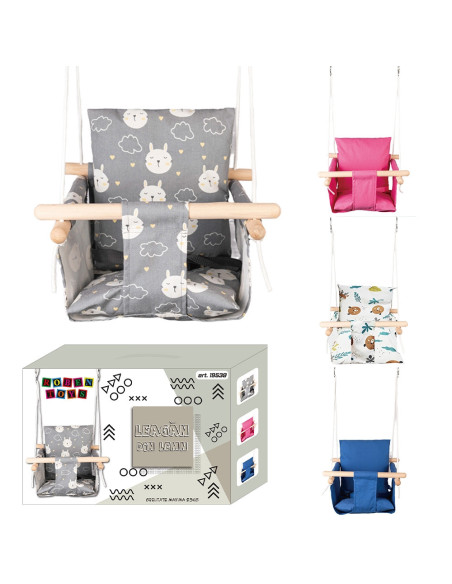 ROB-19539,Leagan pentru copii, din lemn + material textil - ROBENTOYS