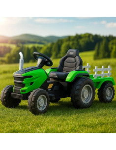 ROB-6603/Verde,Tractor cu acumulator + remorca 2