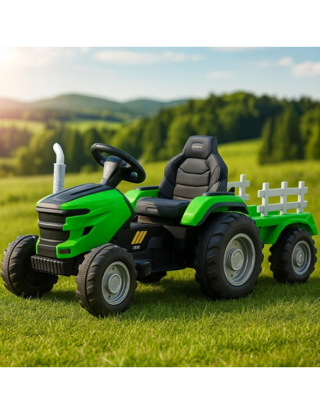 ROB-6603/Verde,Tractor cu acumulator + remorca