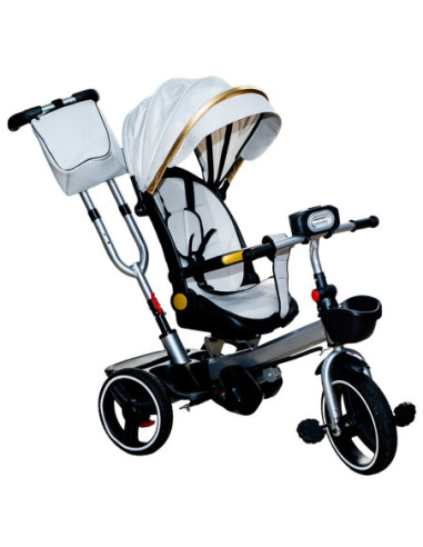 BXT-120/Gri,Tricicleta cu pedale, maner si parasolar
