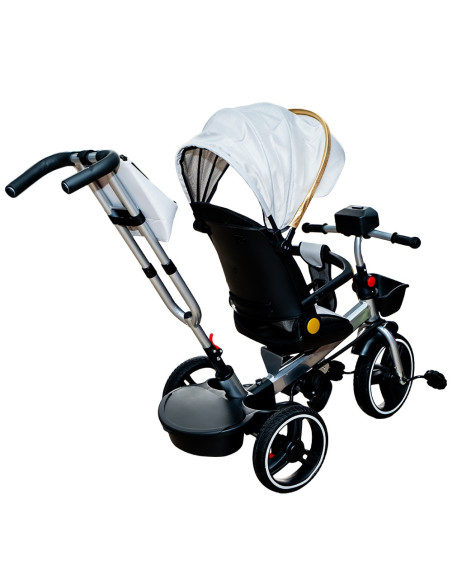 BXT-120/Gri,Tricicleta cu pedale, maner si parasolar