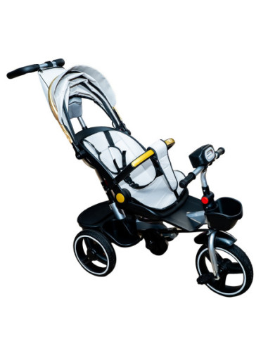 BXT-120/Gri,Tricicleta cu pedale, maner si parasolar