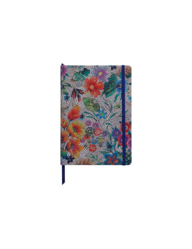 SD-CAI249/MULTICOLOREDFLOWERS,Notebook coperta tare piele, A5, 144 pagini, Celeste MULTICOLOREDFLOWERS