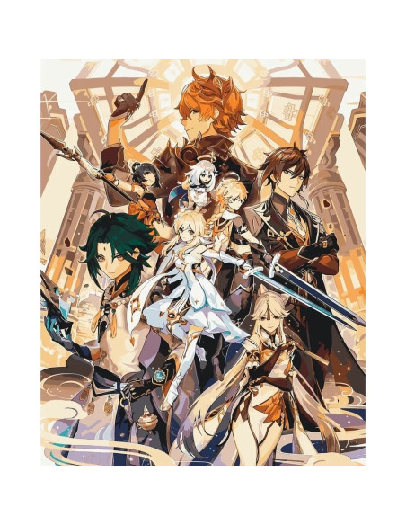 Pictura pe numere cu sasiu Anime Genshin Impact Tartaglia Jun Li Xiang Ling Paimon Iter Lumin Xiao Ning Guan Anime 40x50 cm LW30