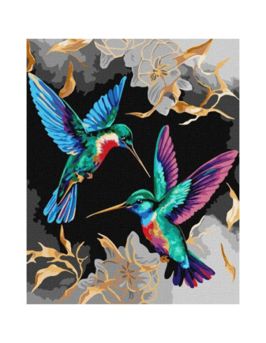 KHO6590,Pictura pe numere Pasaei Dansul colibri 40x50 cm KHO6590