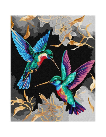 KHO6590,Pictura pe numere Pasaei Dansul colibri 40x50 cm KHO6590