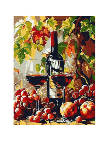 KHO5705,Pictura pe numere cu sasiu Peisaje Atmosfera de toamna (vin rosu) 30x40 cm KHO5705