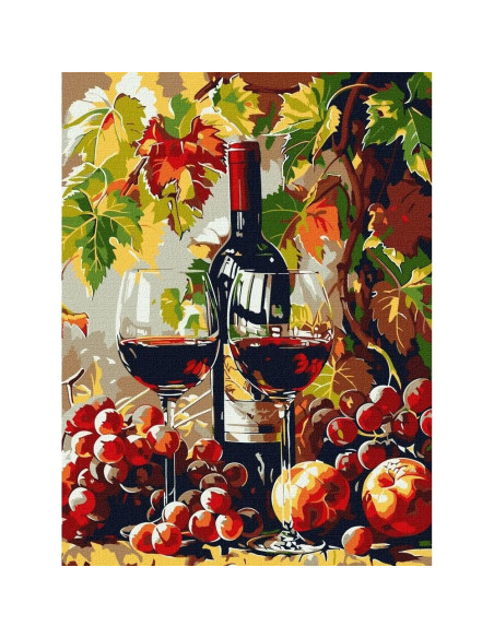 KHO5705,Pictura pe numere cu sasiu Peisaje Atmosfera de toamna (vin rosu) 30x40 cm KHO5705