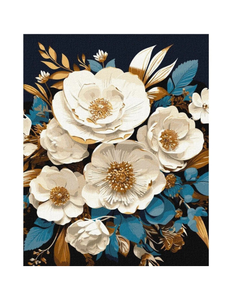KHO3270,Pictura pe numere cu sasiu Flori Simfonie de flori 40x50 cm KHO3270