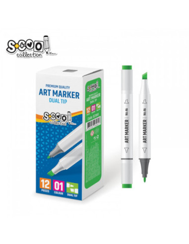 Marker cu 2 capete, 6mm/3mm, Verde...