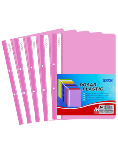 Dosar plastic A4, Roz - NEBO - Set 50
