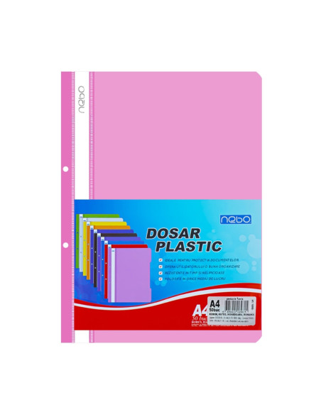 Dosar plastic A4, Roz - NEBO - Set 50