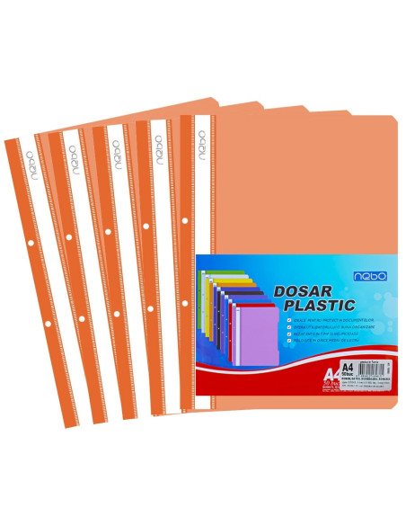 Dosar plastic A4, Portocaliu - NEBO - Set 50