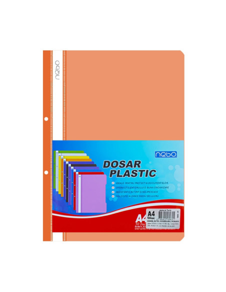 Dosar plastic A4, Portocaliu - NEBO - Set 50