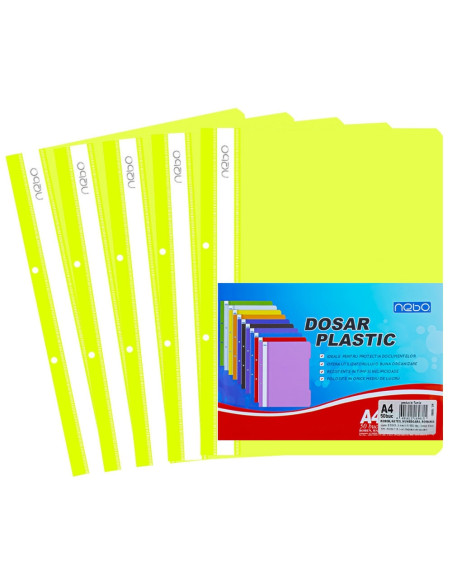 Dosar plastic A4, Galben - NEBO - Set 50