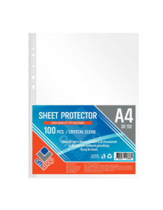 OF112,Folie protectie A4, Cristal, 100mic, 100 buc/set - OFFISHOP