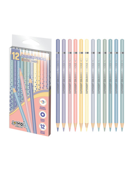 SC2591,Creioane color, Crystal Candy, 12 cul/set - S-COOL