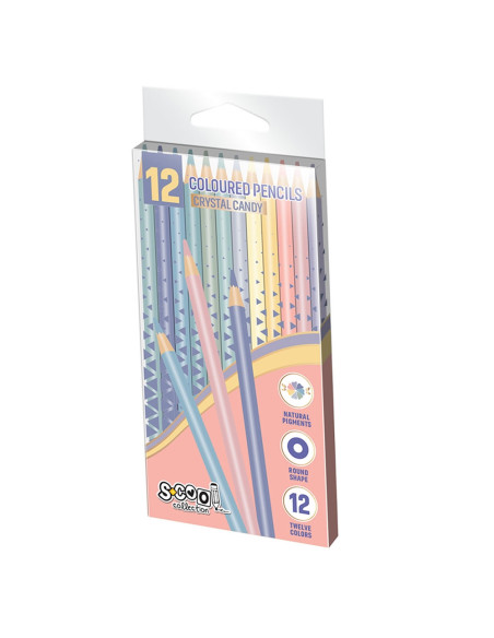 SC2591,Creioane color, Crystal Candy, 12 cul/set - S-COOL