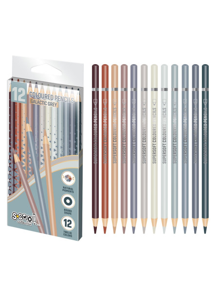 SC2590,Creioane color, Galactic Gray, 12 cul/set - S-COOL