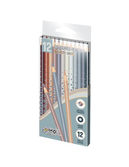 SC2590,Creioane color, Galactic Gray, 12 cul/set - S-COOL