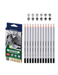 ART066,Creioane grafit profesional, 12 buc/set, 4H-8B - ARTLINE