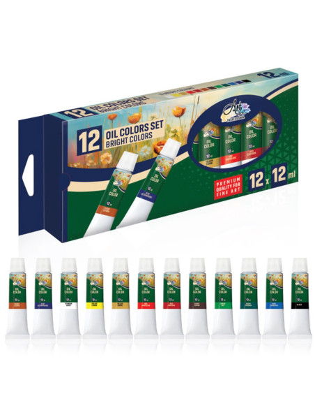 ART077,Culori ulei, Profesional, 12 ml, 12 culori/set - ARTLINE