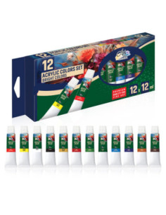 ART076,Vopsea acrilica profesionala, 12 ml, 12 cul/set - ARTLINE
