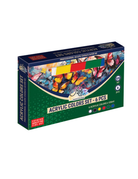 ART075,Vopsea acrilica profesionala, 120 ml, 6 cul/set - ARTLINE