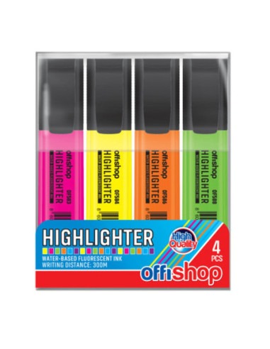 OF589,Textmarker fluorescent, varf tesit, 4culori/set, 1-5mm- OFFISHOP