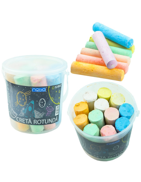 Creta JUMBO color, rotunda, 12 buc/set - NEBO