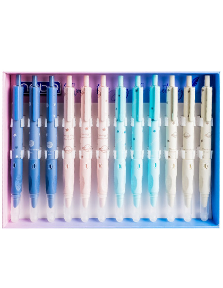 ROB-16302-12,Stilou din plastic, cu mecanism, cerneala termosensibila - NEBO - Set 12