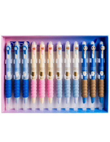 ROB-16304-12,Stilou din plastic, cu mecanism, cerneala termosensibila - NEBO - Set 12