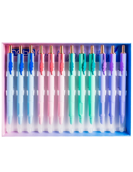 ROB-16339-12,Stilou din metal, cu mecanism, cerneala termosensibila - NEBO - Set 12