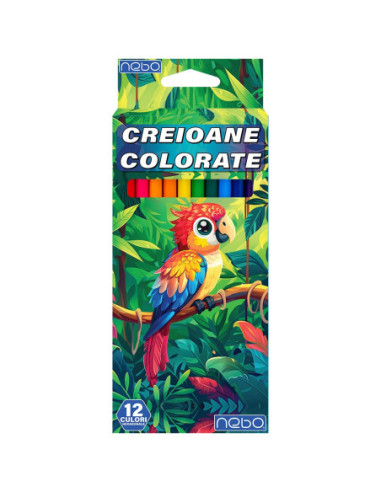 ROB-16421,Creioane color, hexagonale, 12 culori - NEBO