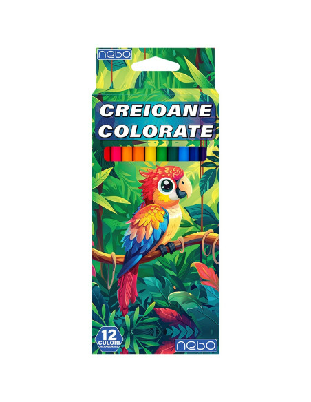 ROB-16421,Creioane color, hexagonale, 12 culori - NEBO
