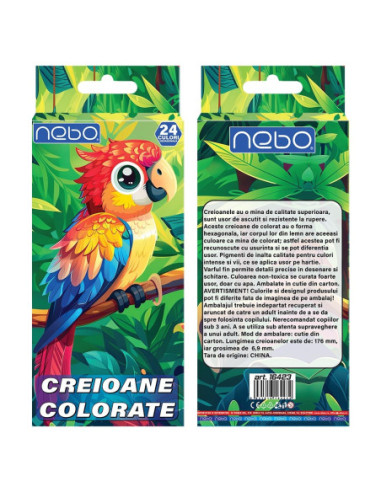 ROB-16423,Creioane color, hexagonale, 24 culori - NEBO