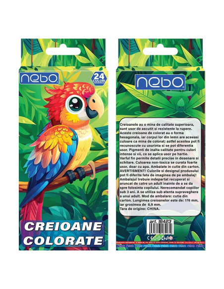 ROB-16423,Creioane color, hexagonale, 24 culori - NEBO
