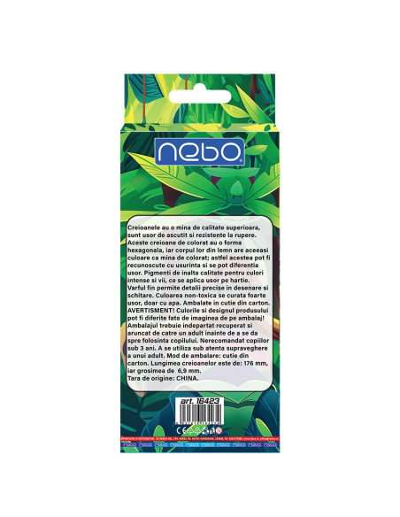 ROB-16423,Creioane color, hexagonale, 24 culori - NEBO