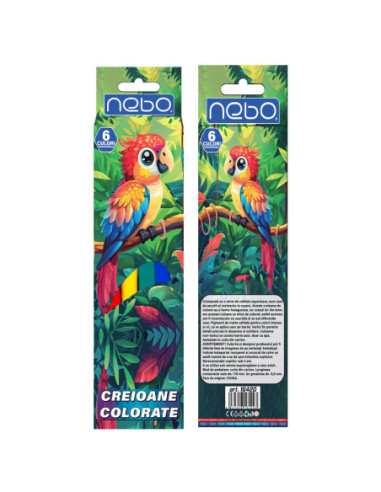 ROB-16420,Creioane color, hexagonale, 6 culori - NEBO