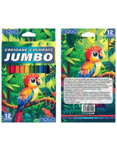 ROB-16424,Creioane color, hexagonale, Jumbo, 12 culori - NEBO