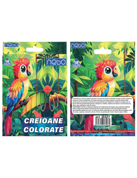 ROB-16427,Creioane color, triunghiulare, 18 culori - NEBO
