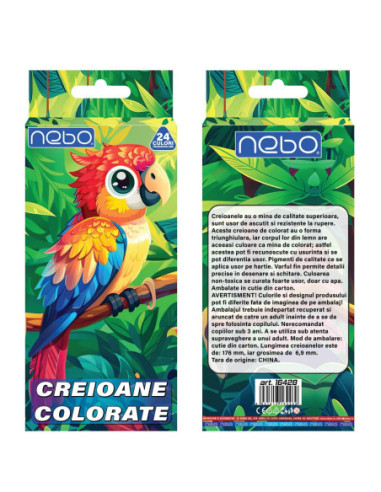 ROB-16428,Creioane color, triunghiulare, 24 culori - NEBO
