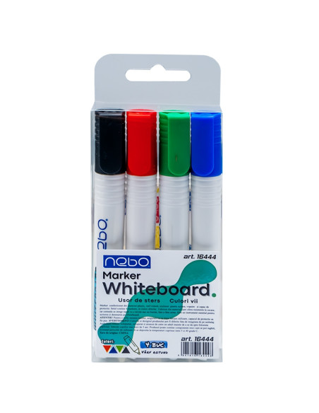 Markere Whiteboard, 4 culori/set - NEBO