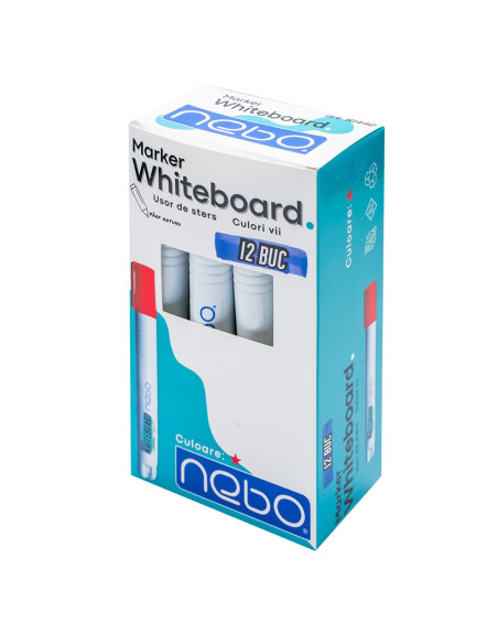 Marker Whiteboard, Rosu, 12 buc/set - NEBO