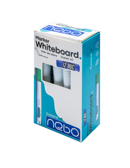 Marker Whiteboard, Verde, 12 buc/set - NEBO
