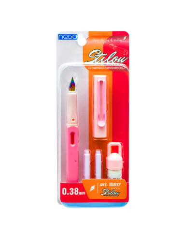 ROB-16817,Stilou cu cerneala termosensibila + rezerve, 1 buc/blister, roz - NEBO