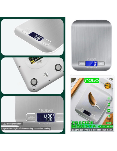 ROB-16911,Cantar electronic, din otel inoxidabil - NEBO