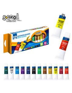 SC001,Tempera, 12 ml, 12 culori/set - S-COOL